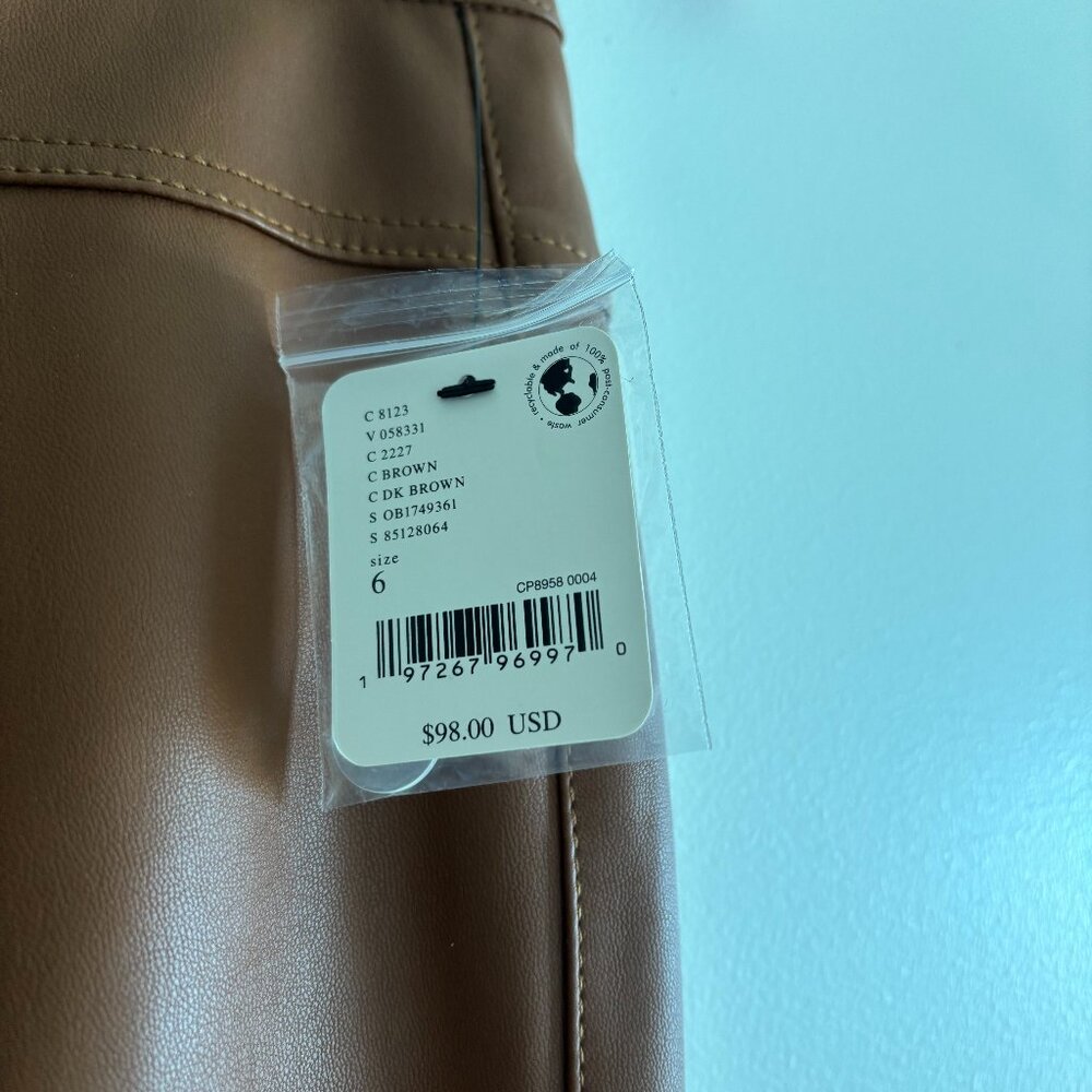 NWT Free People High Waist Faux Leather Flare Pants 6 - Picture 4 of 6